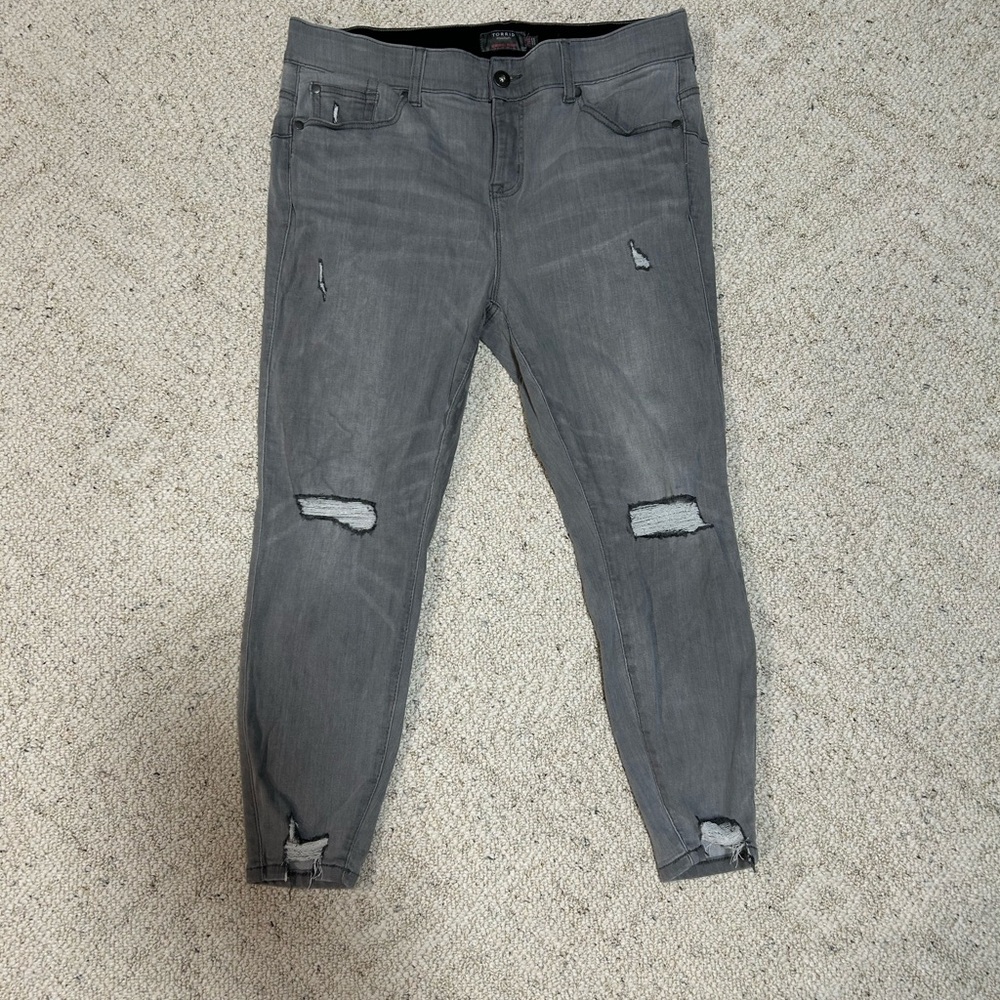 Torrid Charcoal Distressed Ankle Jeans